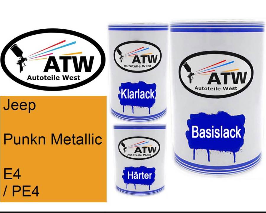 Jeep, Punkn Metallic, E4 / PE4: 500ml Lackdose + 500ml Klarlack + 250ml Härter - Set, von ATW Autoteile West.